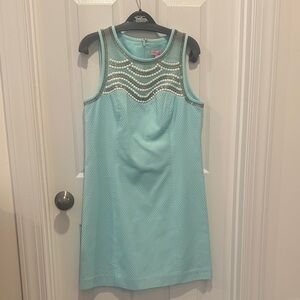 Lilly Pulitzer aqua, white and gold embellishments